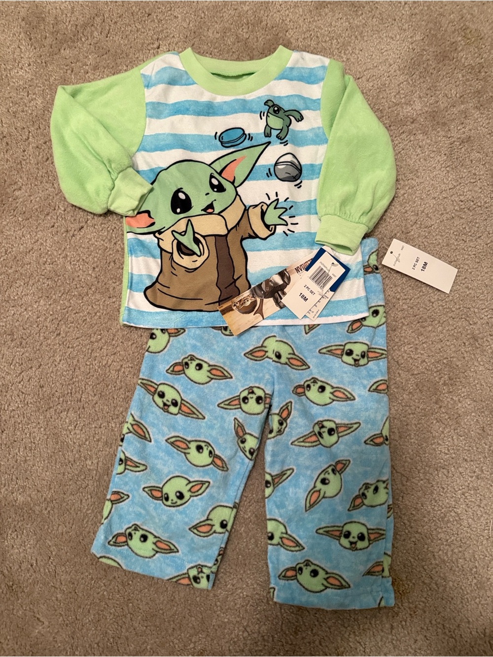 Baby Yoda Light Green Pajama Set 18 Months